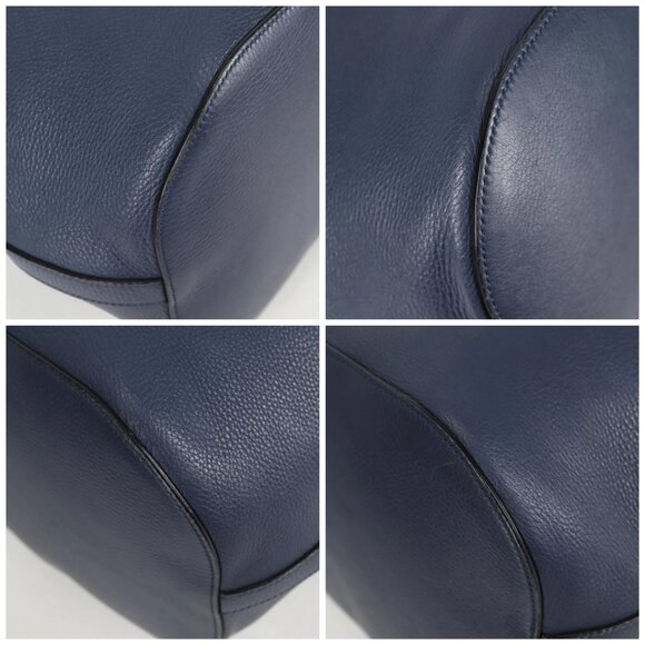 GUCCI Bamboo Hand Bag Leather 2way Blue Gold - Picture 16 of 16